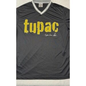 Tupac Men's License Baseball Jersey Short Sleeve Gray/White Sleeve M (38-40)
